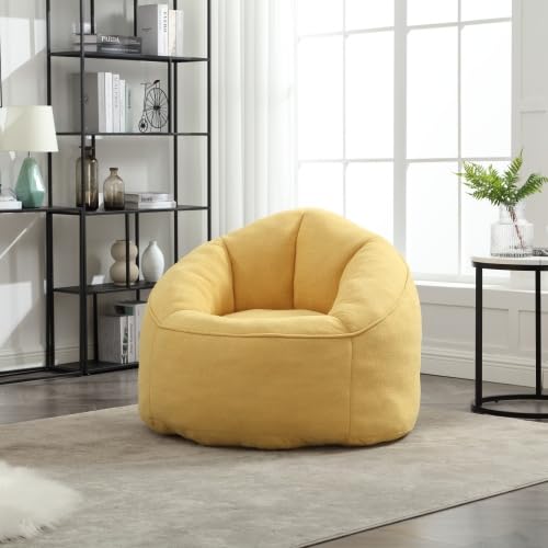 Yellow Memory Foam Bean Bag Chair with Ottoman P2541