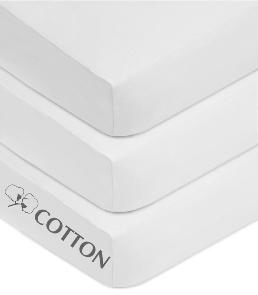 3 Pack White Fitted Crib Sheets 52x28" P78570