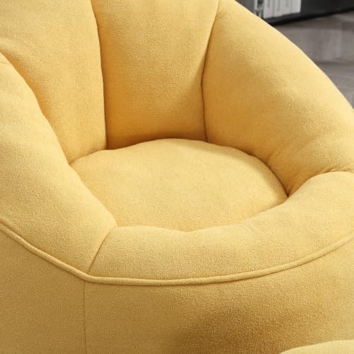Yellow Memory Foam Bean Bag Chair with Ottoman P2541