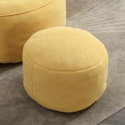 Yellow Memory Foam Bean Bag Chair with Ottoman P2541