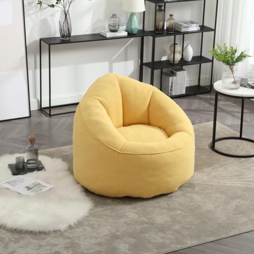 Yellow Memory Foam Bean Bag Chair with Ottoman P2541
