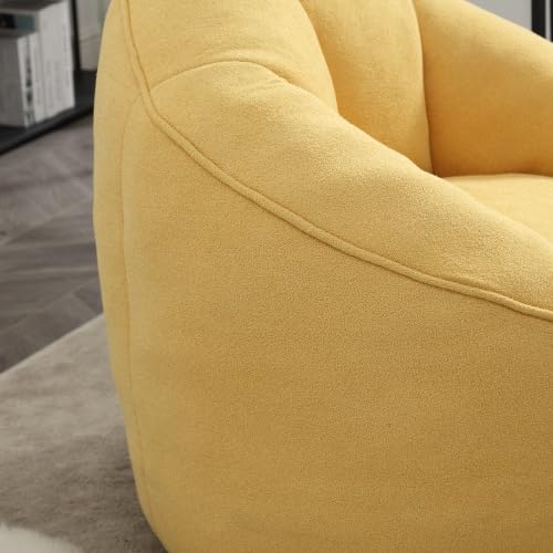 Yellow Memory Foam Bean Bag Chair with Ottoman P2541
