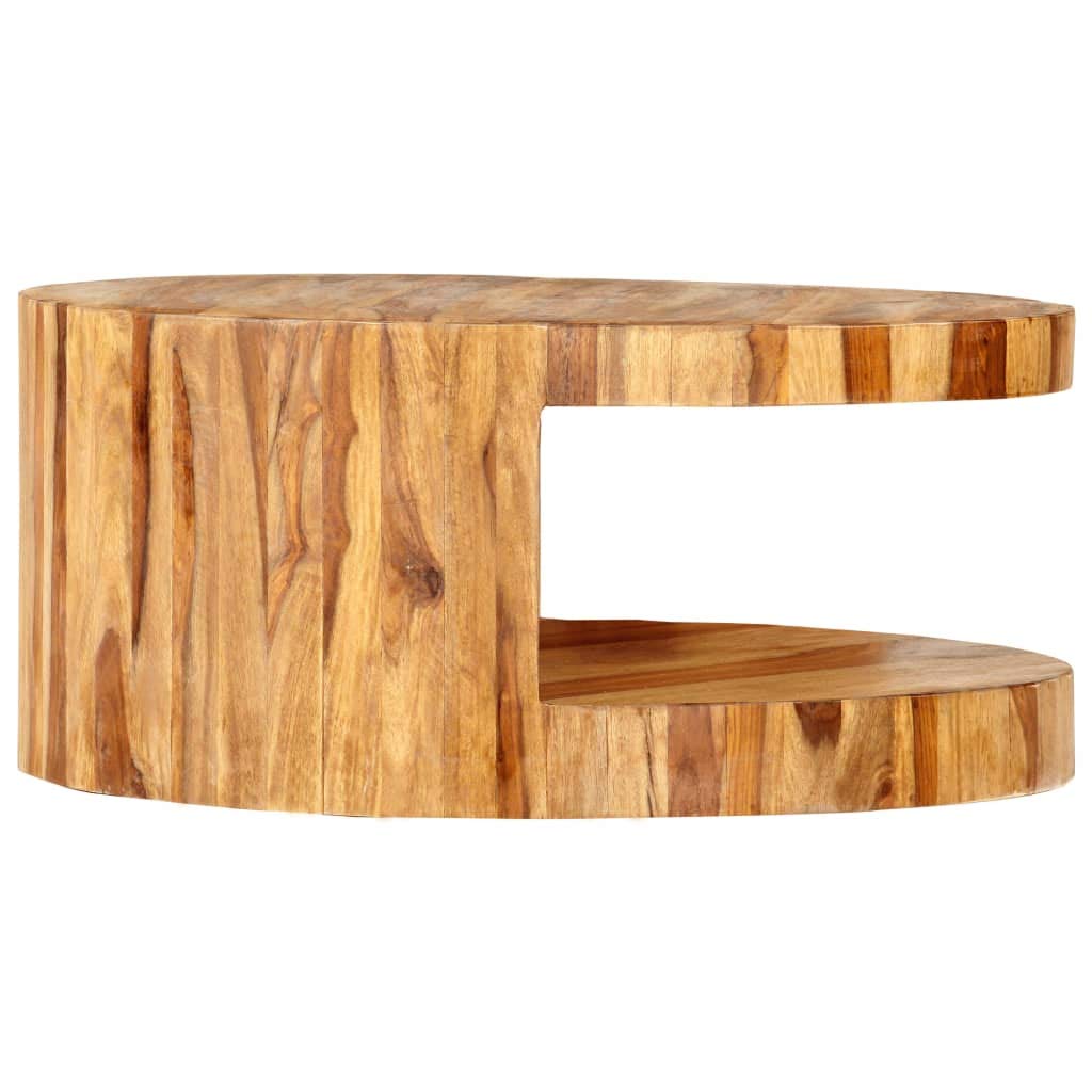 25.6"x11.8" Solid Sheesham Wood Round Coffee Table I68079