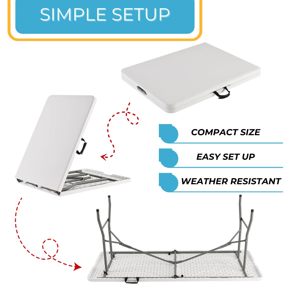 6 Ft White Portable Folding Plastic Dining Table R542