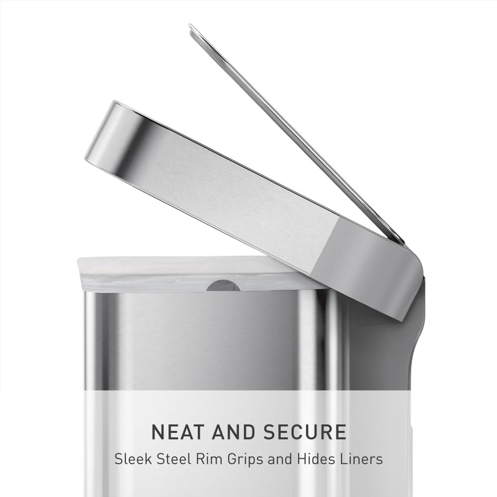 45L Brushed Stainless Steel Rectangular Step Can R1439