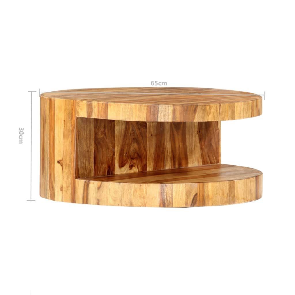 25.6"x11.8" Solid Sheesham Wood Round Coffee Table I68079
