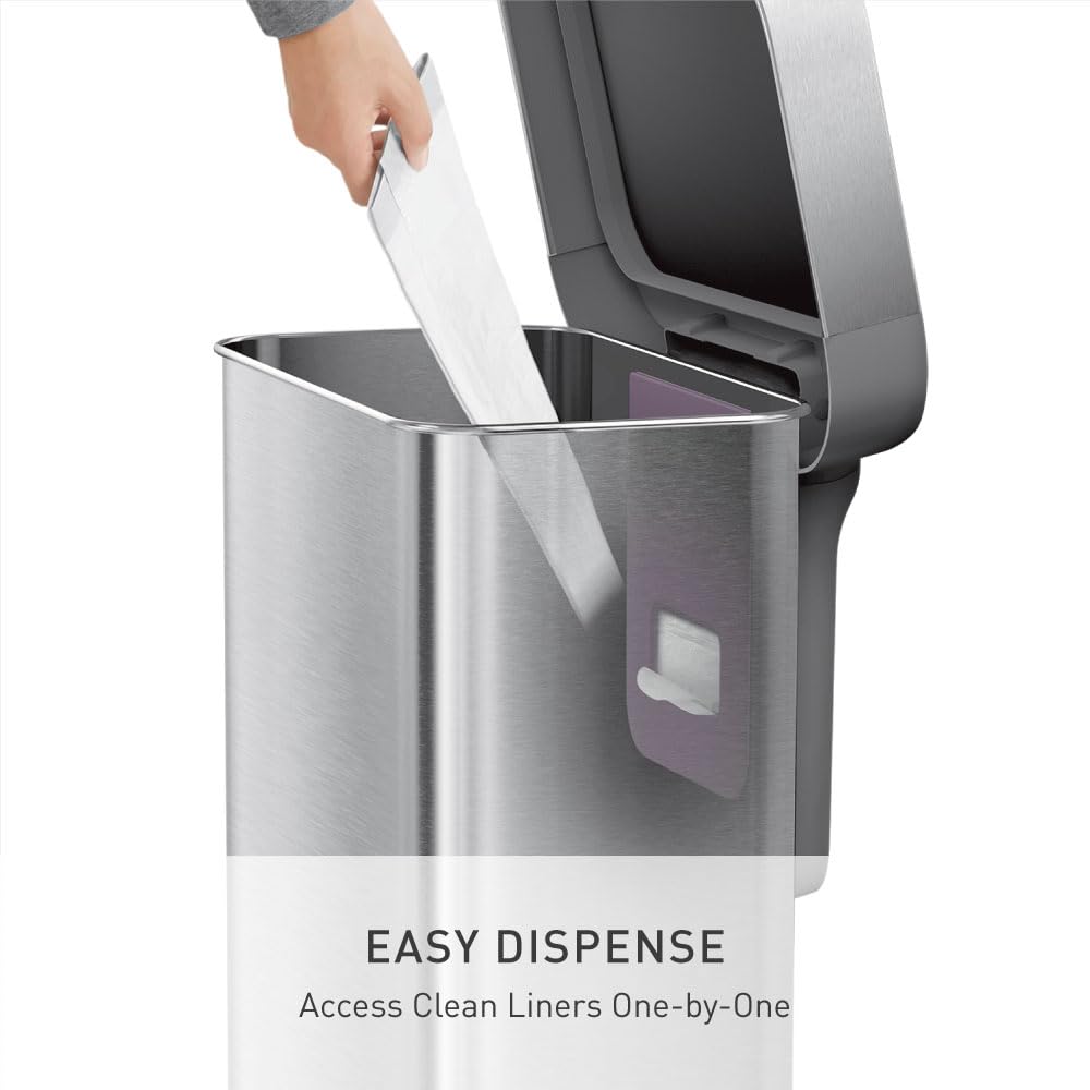 45L Brushed Stainless Steel Rectangular Step Can R1439