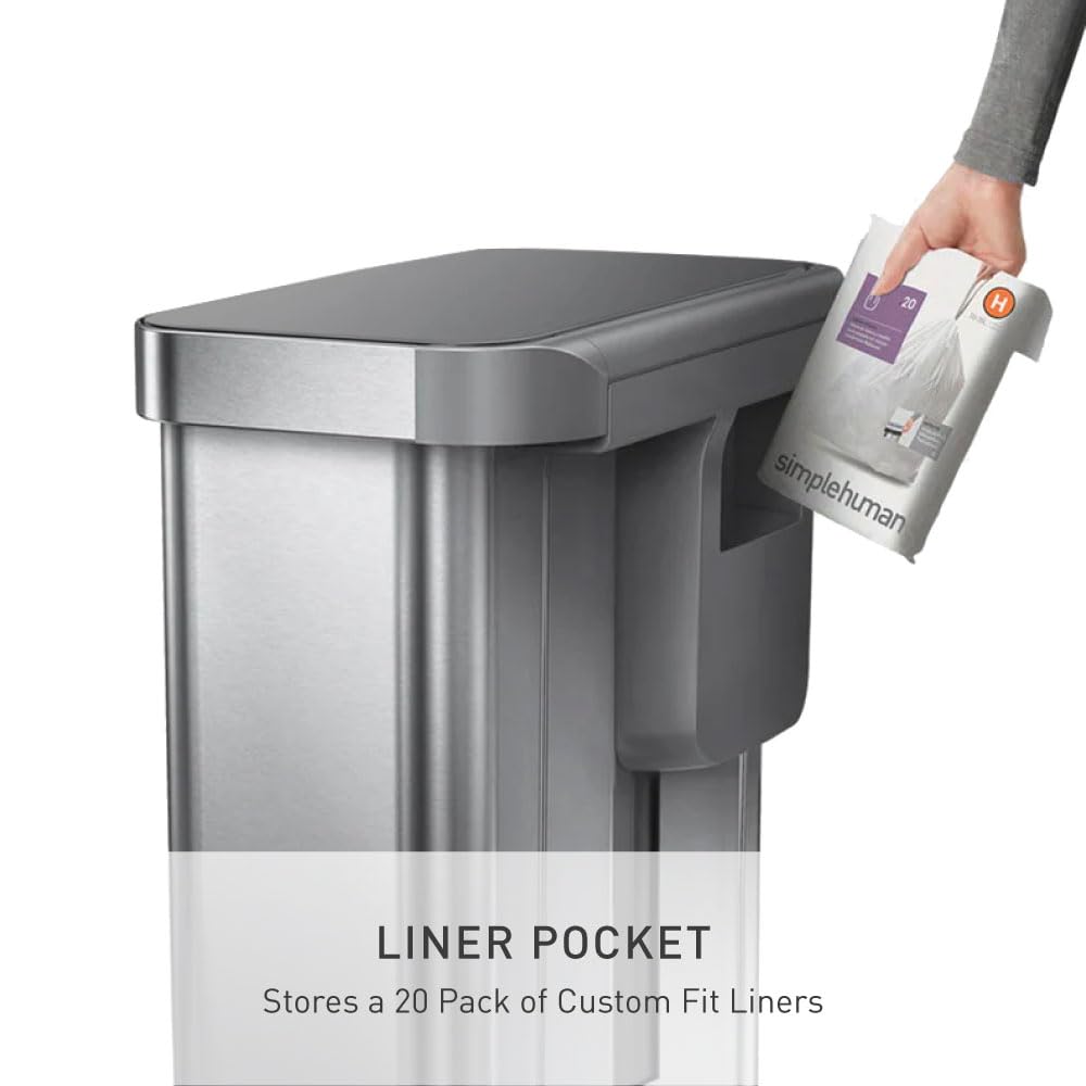 45L Brushed Stainless Steel Rectangular Step Can R1439