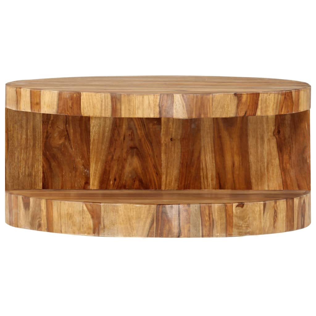 25.6"x11.8" Solid Sheesham Wood Round Coffee Table I68079