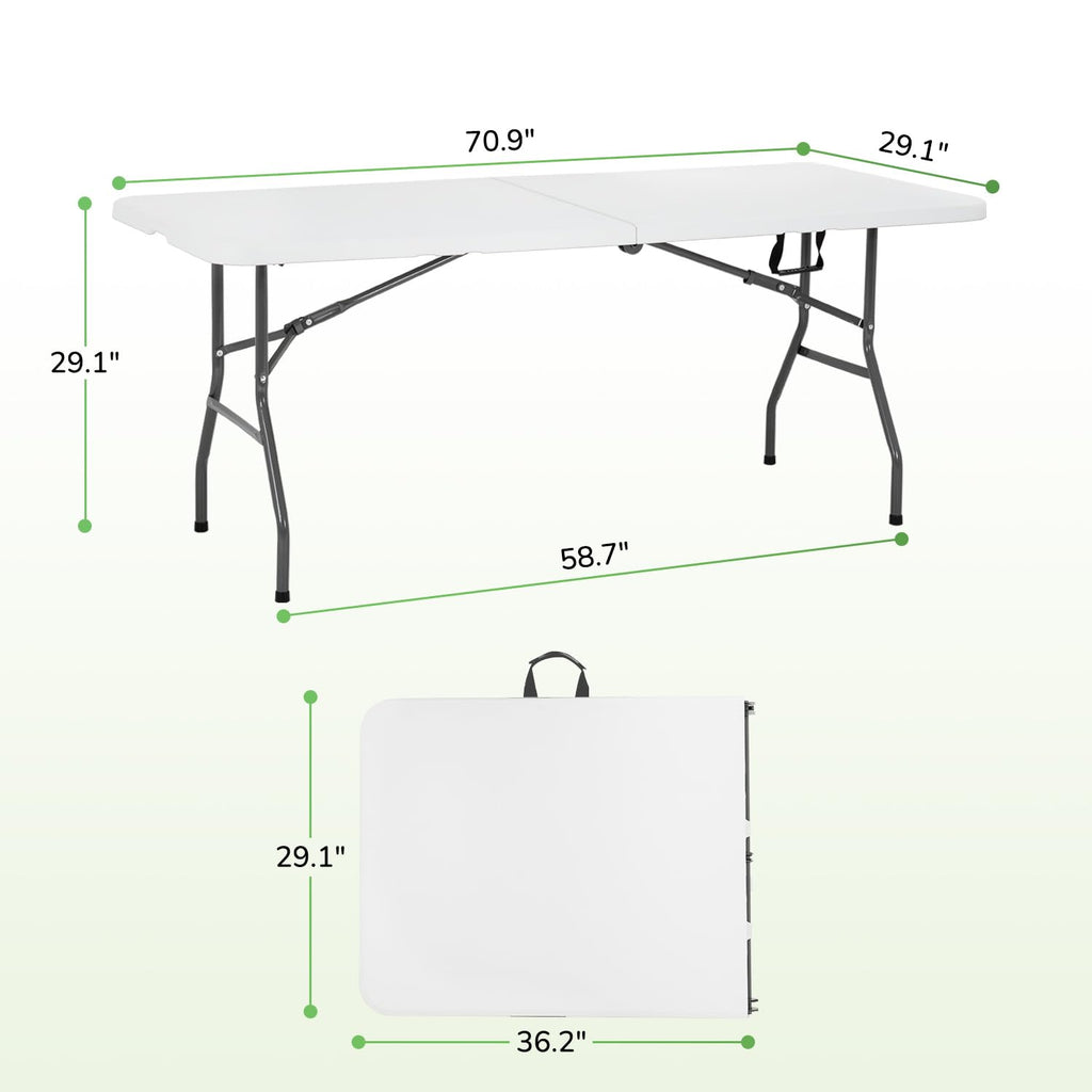 6FT White Portable Plastic Folding Table X483