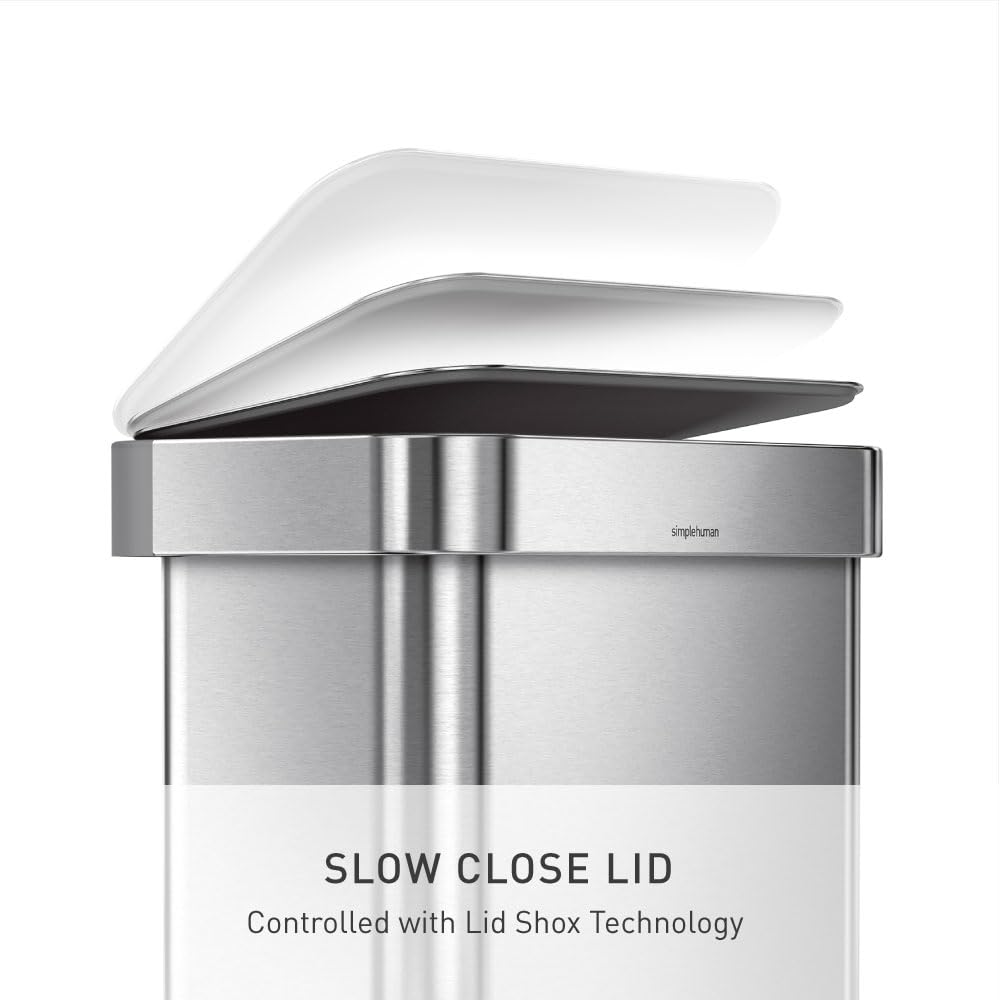 45L Brushed Stainless Steel Rectangular Step Can R1439