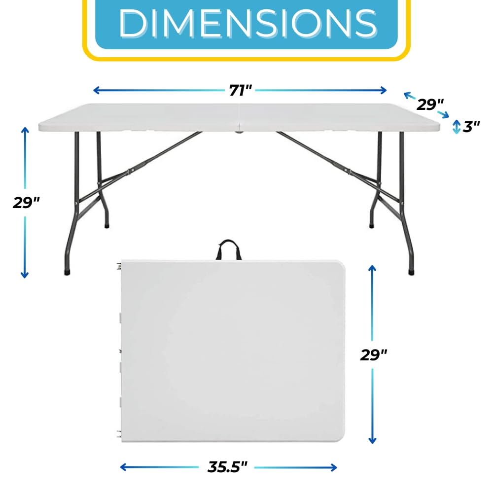6 Ft White Portable Folding Plastic Dining Table R542