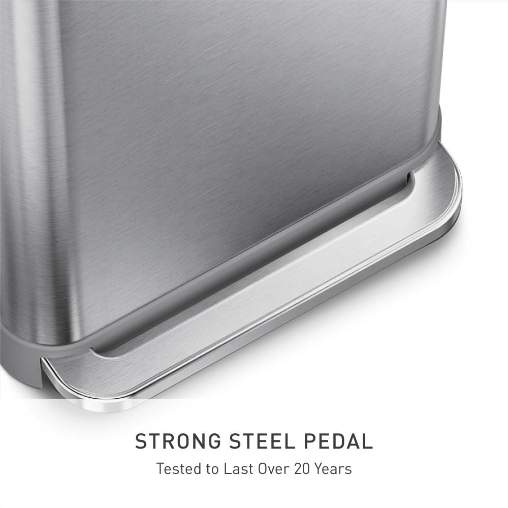 45L Brushed Stainless Steel Rectangular Step Can R1439