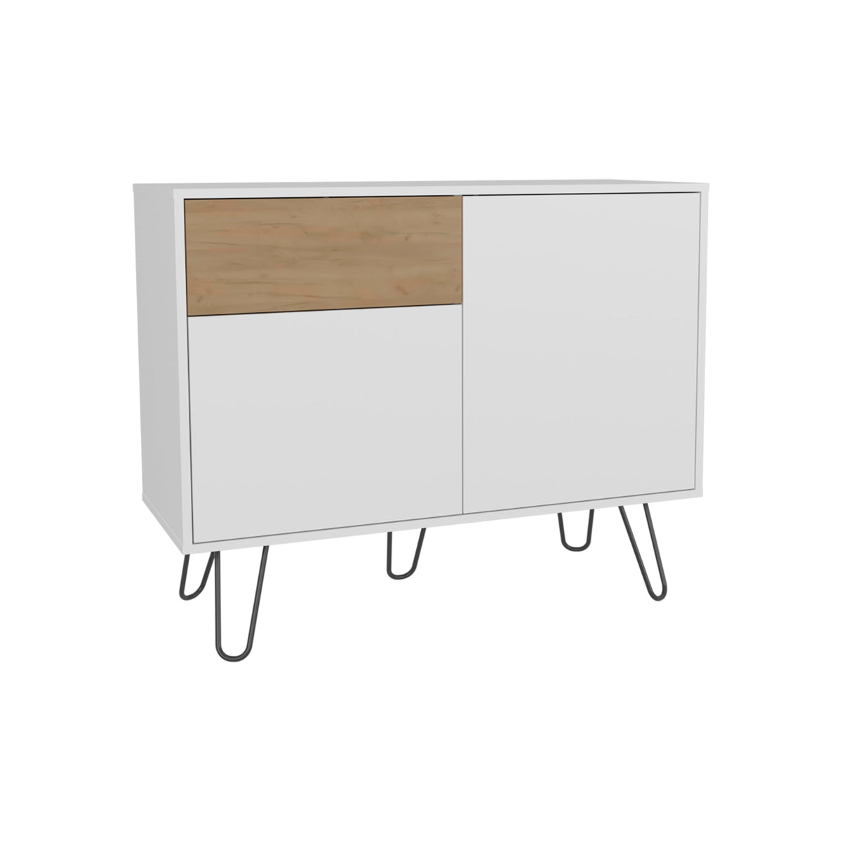39" White Natural Oak Console Table with Storage T790402