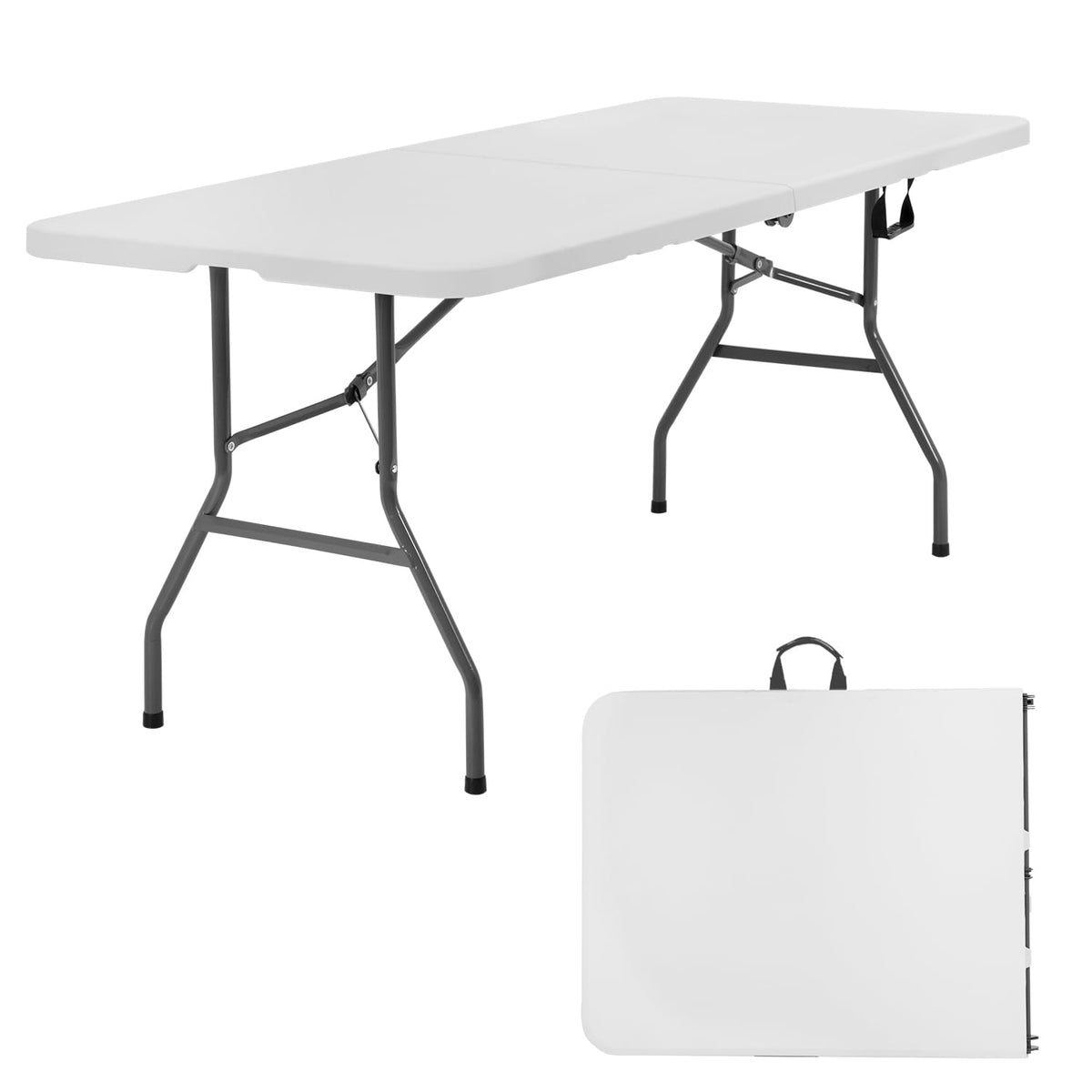 6FT White Portable Plastic Folding Table X483
