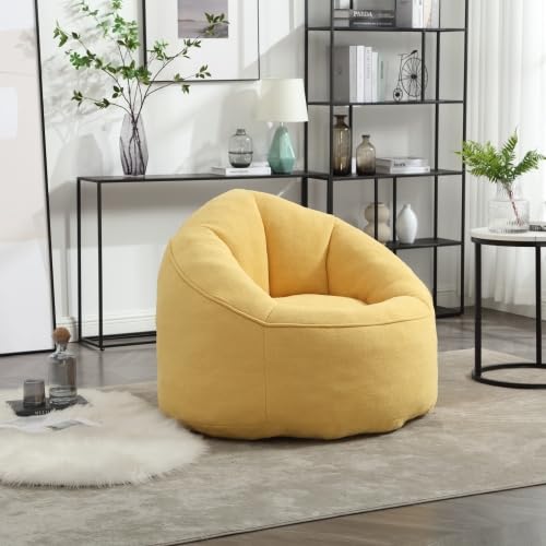Yellow Memory Foam Bean Bag Chair with Ottoman P2541