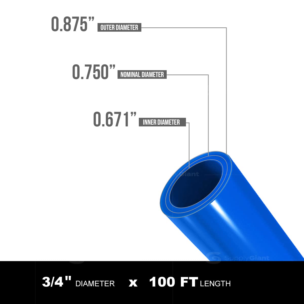 3/4 In x 100 Ft Blue PEX-B Pipe A554