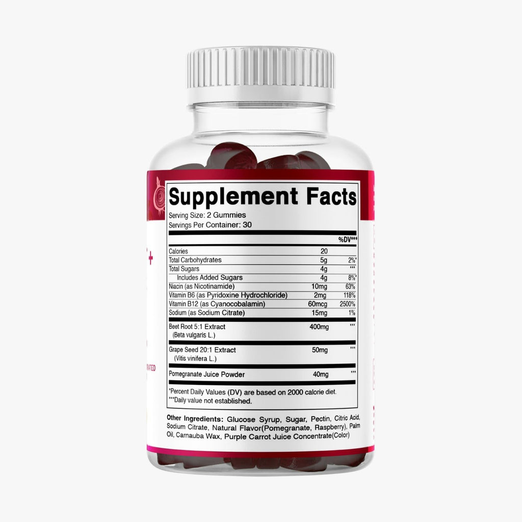 Beet Root Gummies with B6, B12, Grape Seed, Pomegranate & Nicotinamide 60 Count L590888
