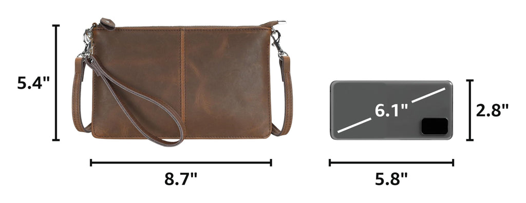 Genuine Leather Small Crossbody Bags Wristlet Wallet Purses F4195