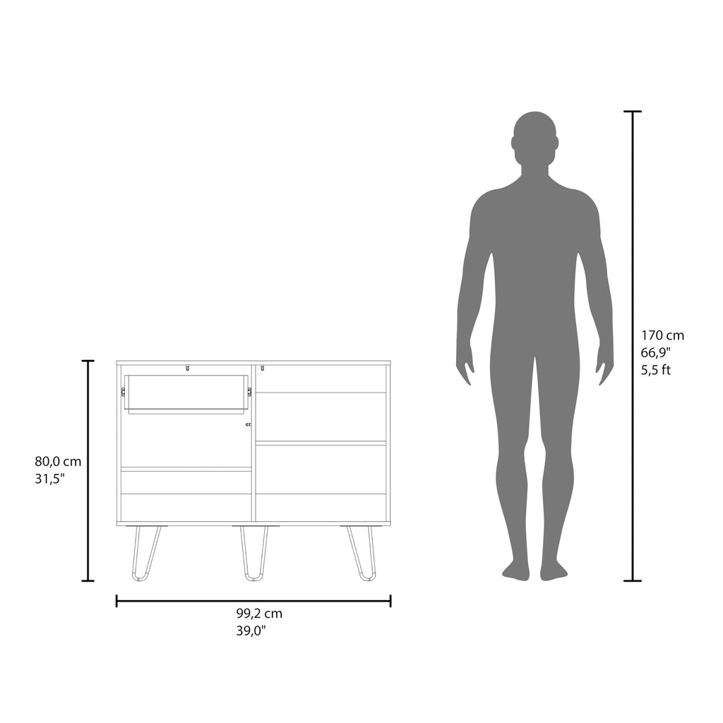 39" White Natural Oak Console Table with Storage T790402