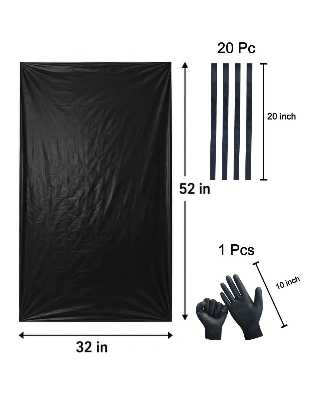 6 Mil Heavy Duty Contractor Trash Bags, 50/55/60 Gallon, Black, 20 Pack V8961
