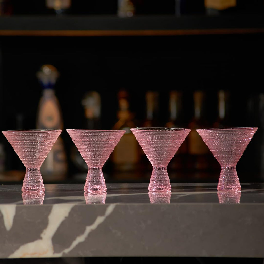 Pink & Clear 9oz Set of 6 Martini Glasses I45023