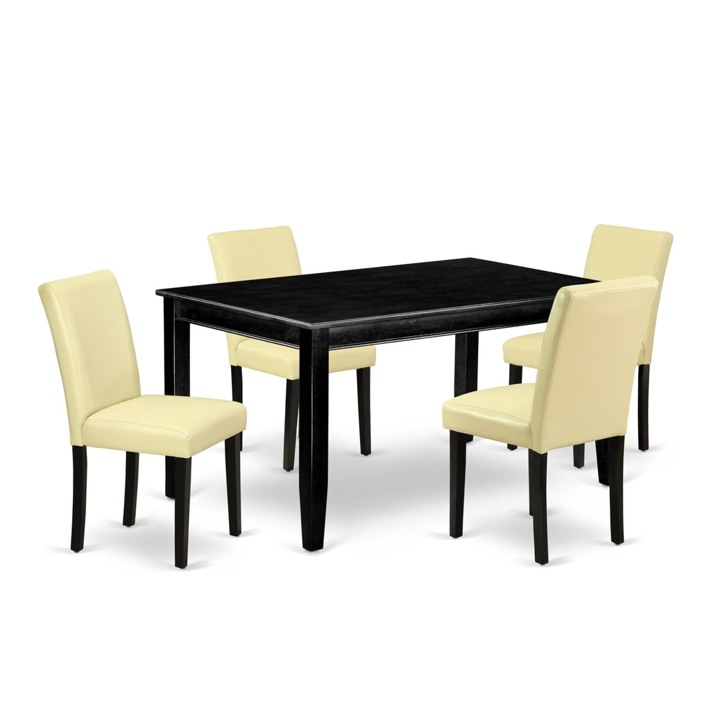5 Piece Black Dining Table Set with 4 Faux Leather Chairs B107687