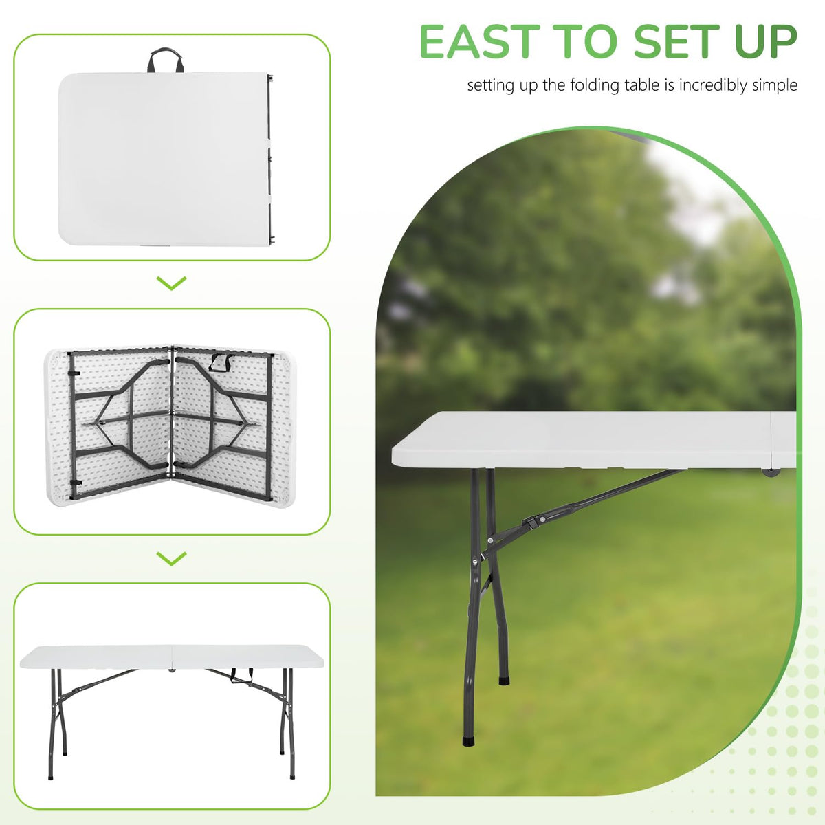 6FT White Portable Plastic Folding Table X483