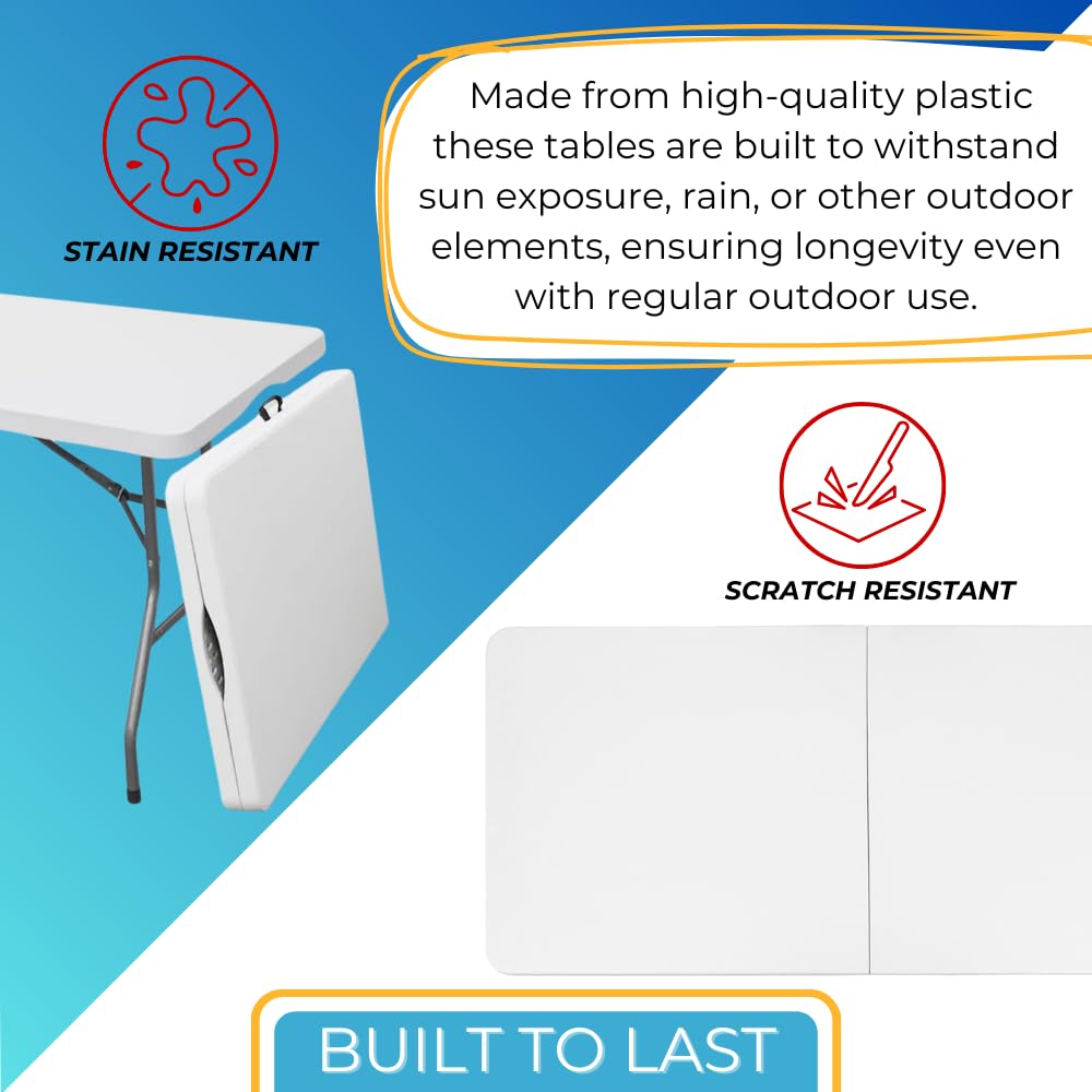 6 Ft White Portable Folding Plastic Dining Table R542
