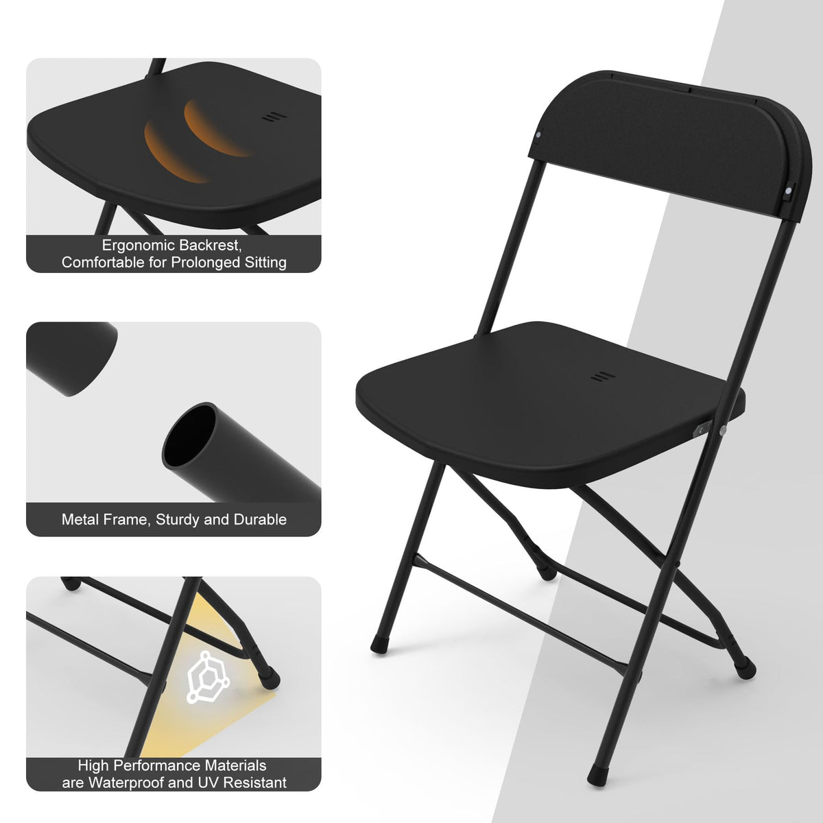 Plastic Folding Chairs Set of 10 W96331