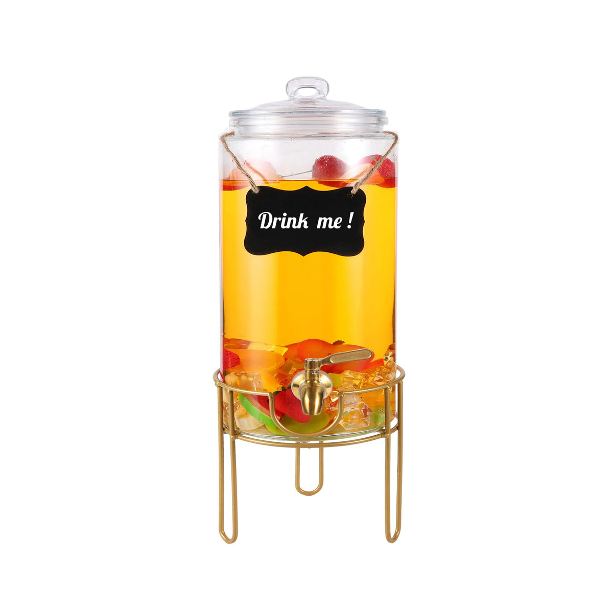 1 Gallon Glass Drink Dispenser with Stainless Steel Spigot H4502