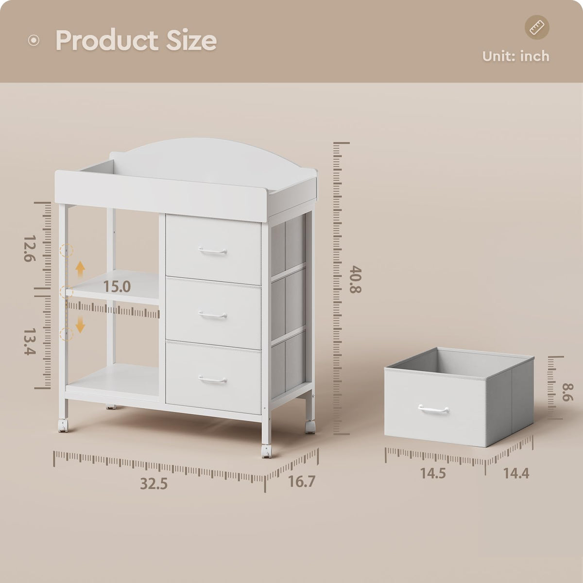 White 3 Drawer 2 Shelf Changing Table E41872