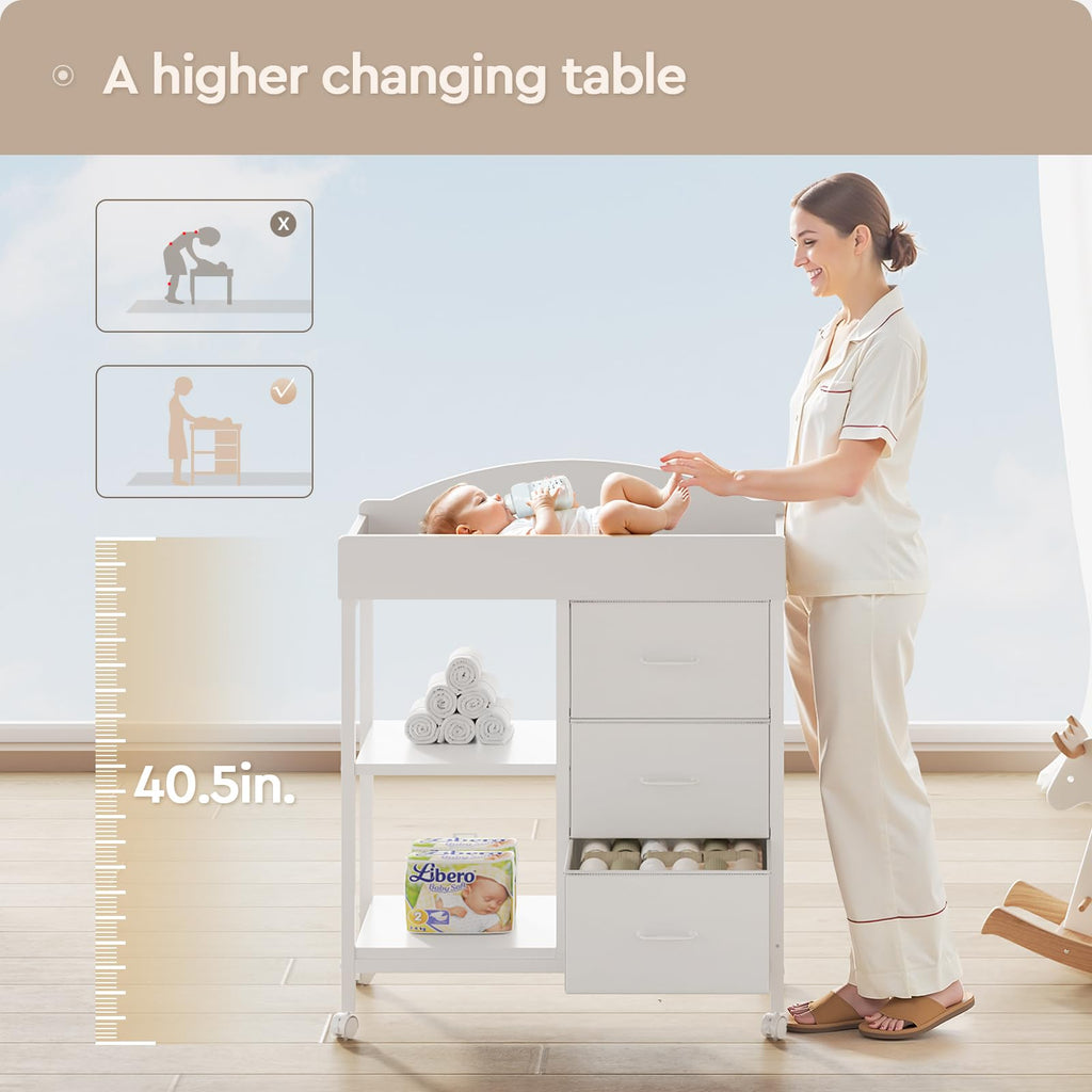 White 3 Drawer 2 Shelf Changing Table E41872