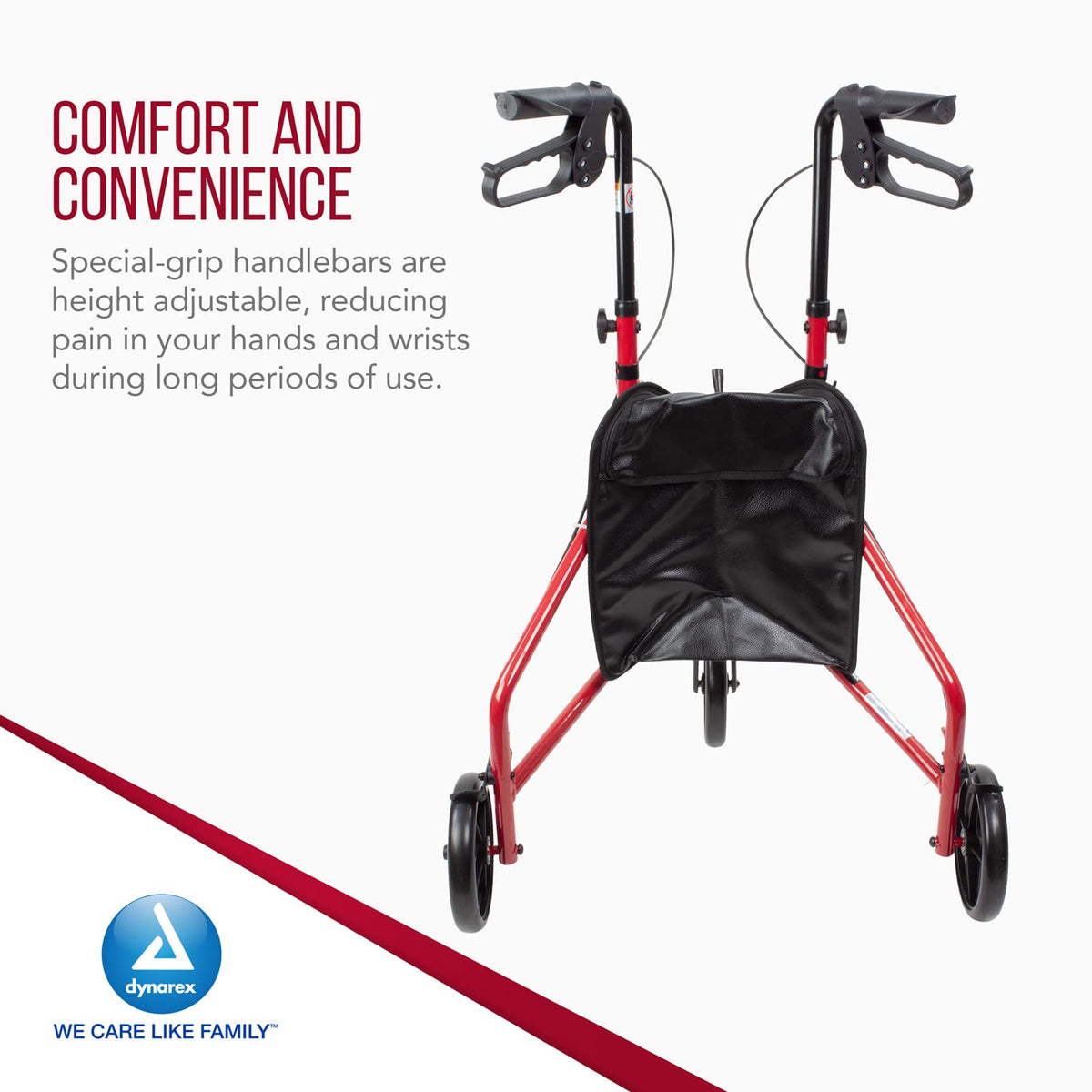 Foldable Lightweight 3-Wheel Rollator with Storage Pouch Z58249