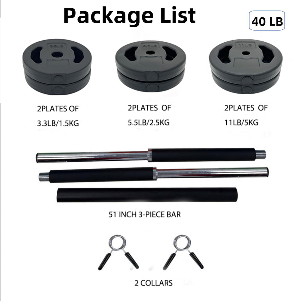 40 LB Adjustable Barbell Weight Set H50879