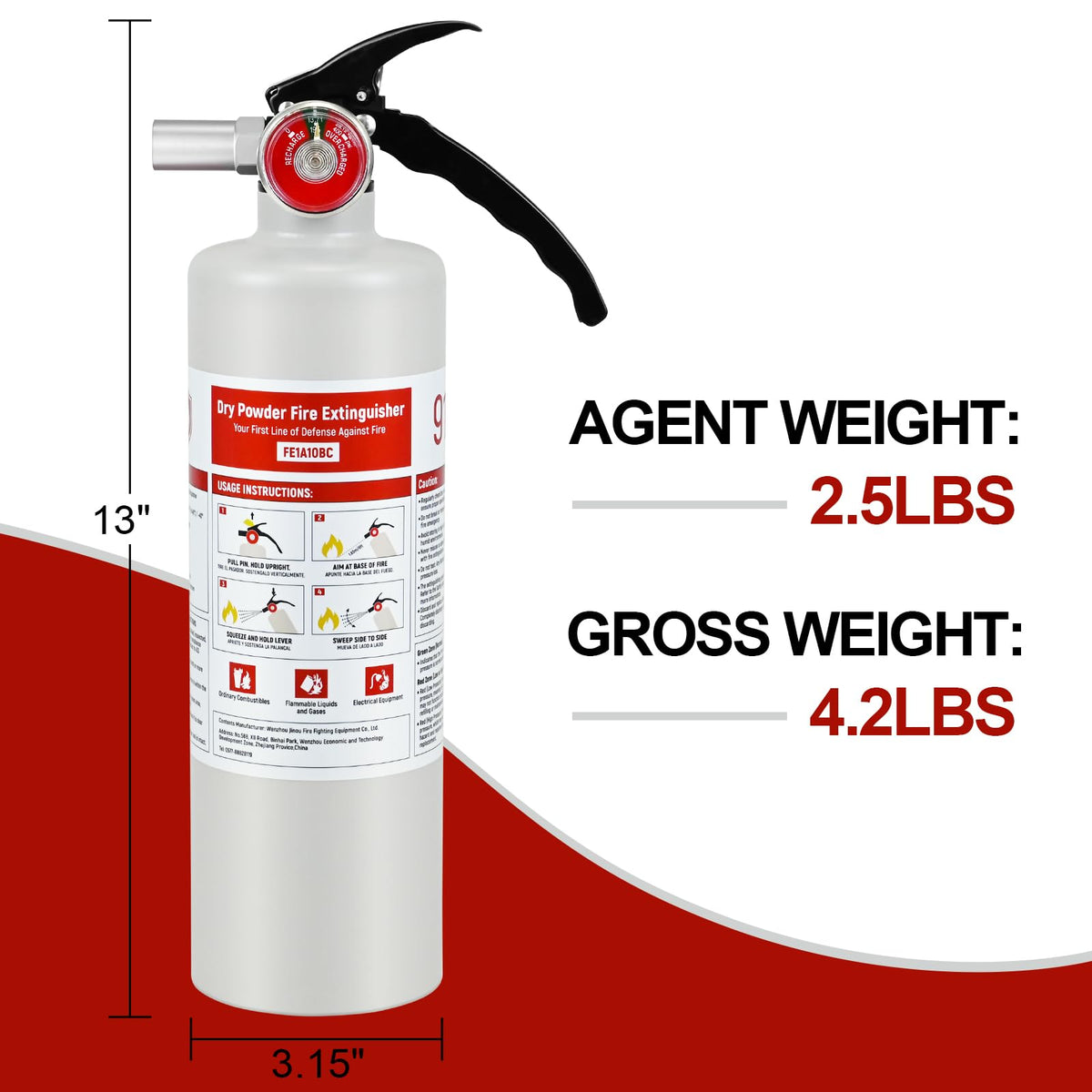 2.5 lb ABC Dry Chemical Fire Extinguisher B16185