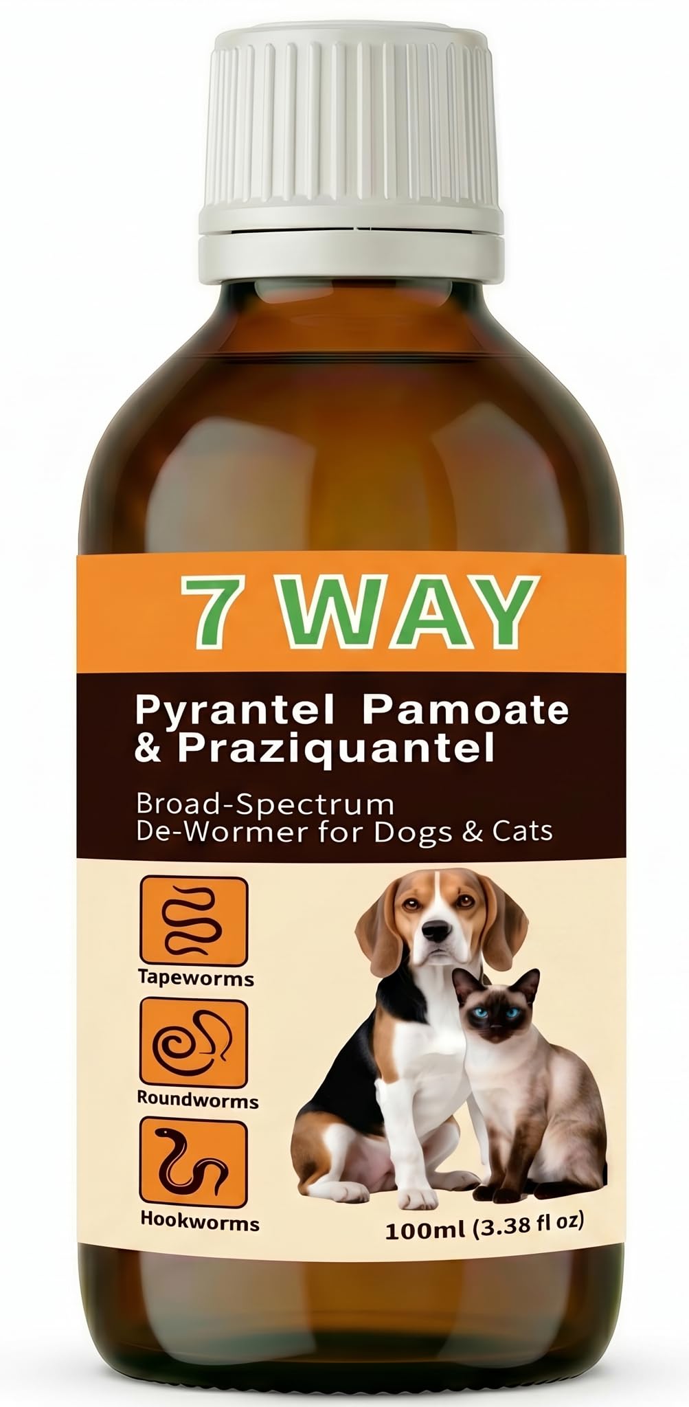 7-Way Dewormer Liquid for Dogs & Cats, 3.38 fl oz A17601