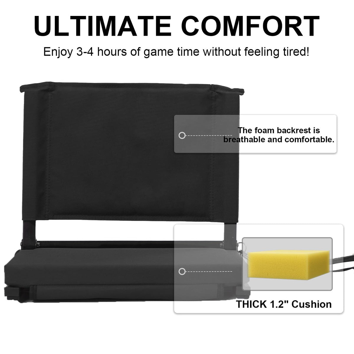 Folding Bleacher Seat with Back Support and Cushion V43365