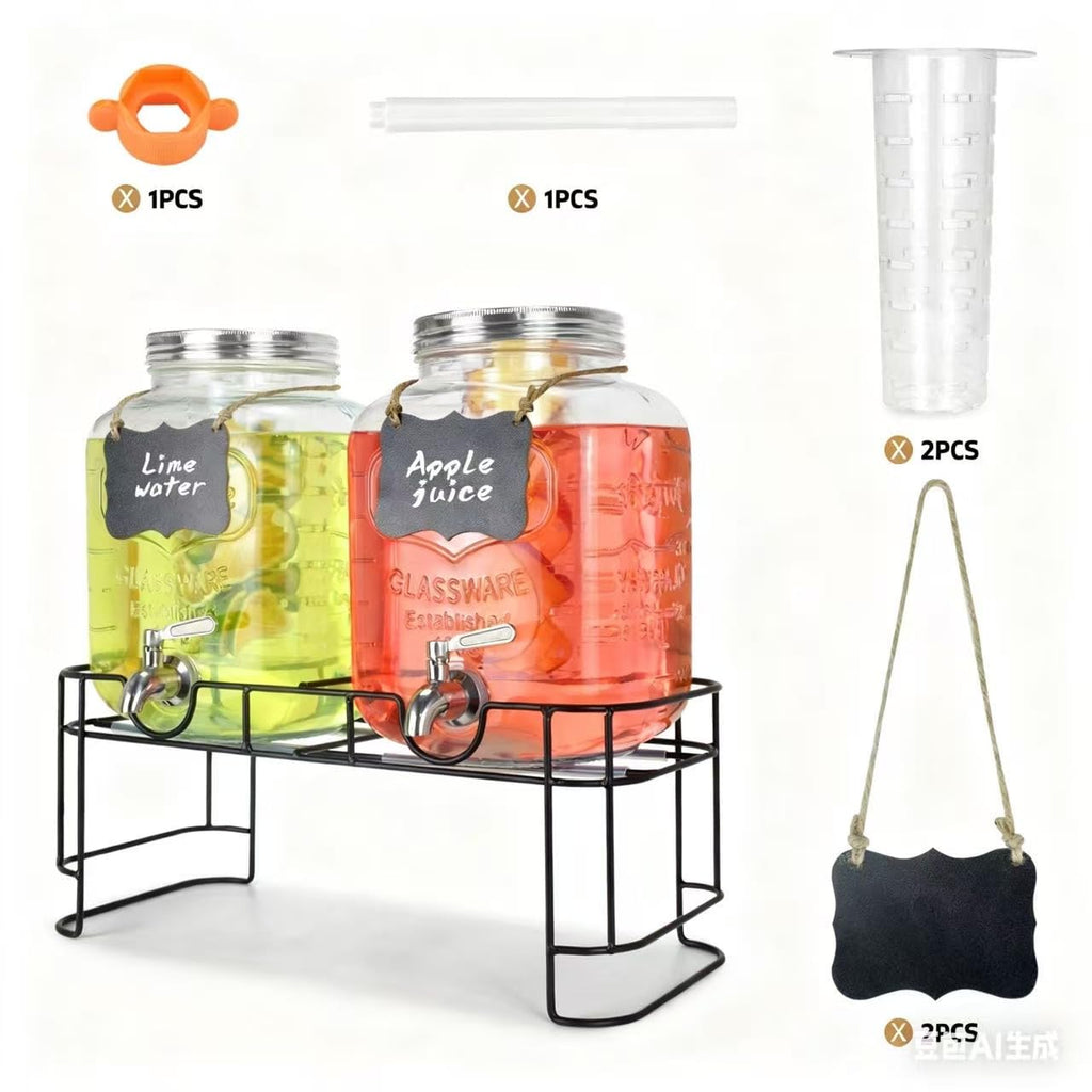 1 Gallon Glass Drink Dispenser with Stand and Spigot R962195