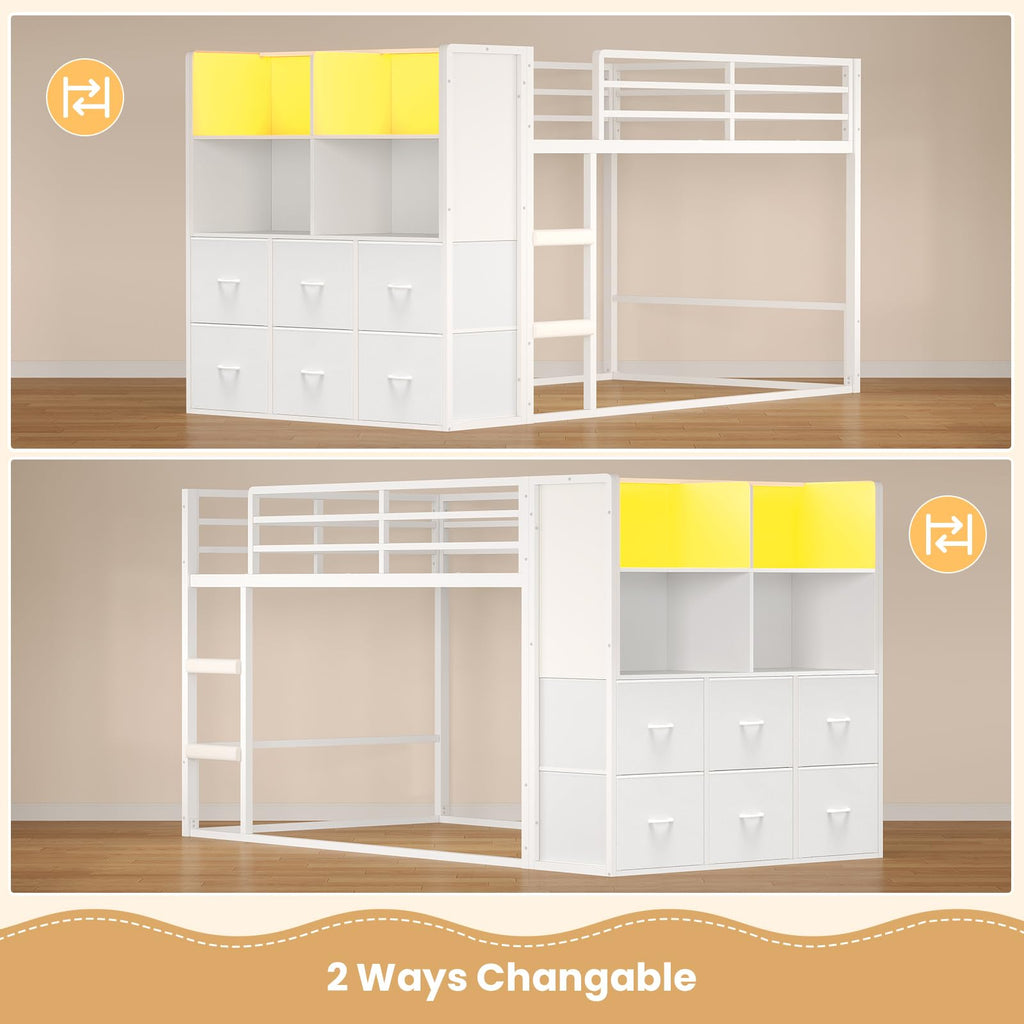Twin Over Twin Bunk Bed with 6 Storage Drawers C8128