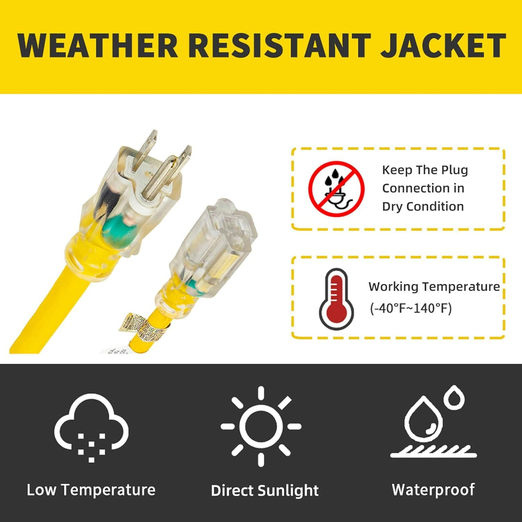 Yellow 12 Ft 12 Gauge Outdoor Extension Cord A182492