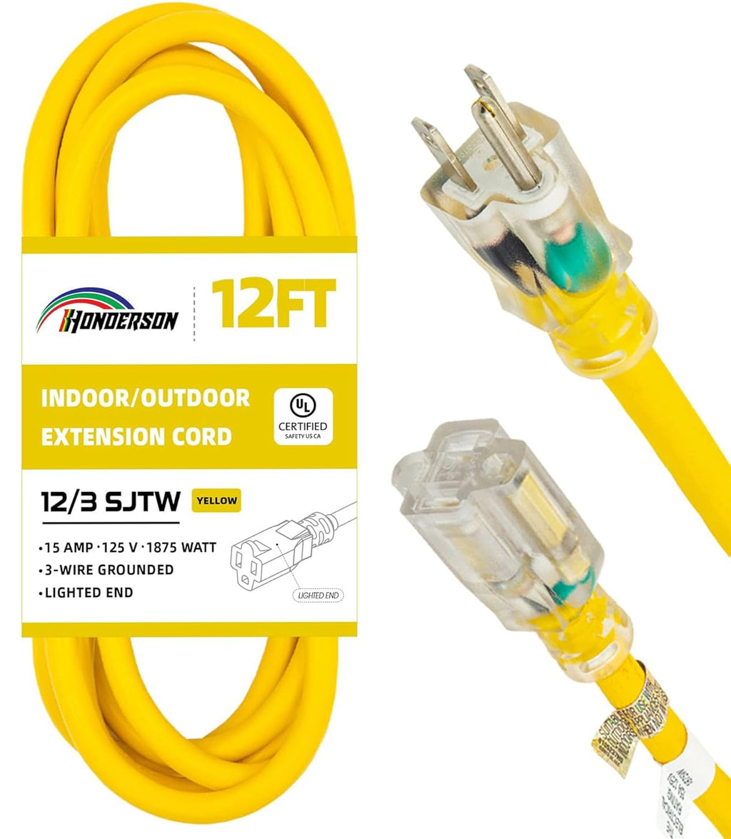 Yellow 12 Ft 12 Gauge Outdoor Extension Cord A182492