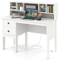 White Desk with Drawers and Hutch P14268