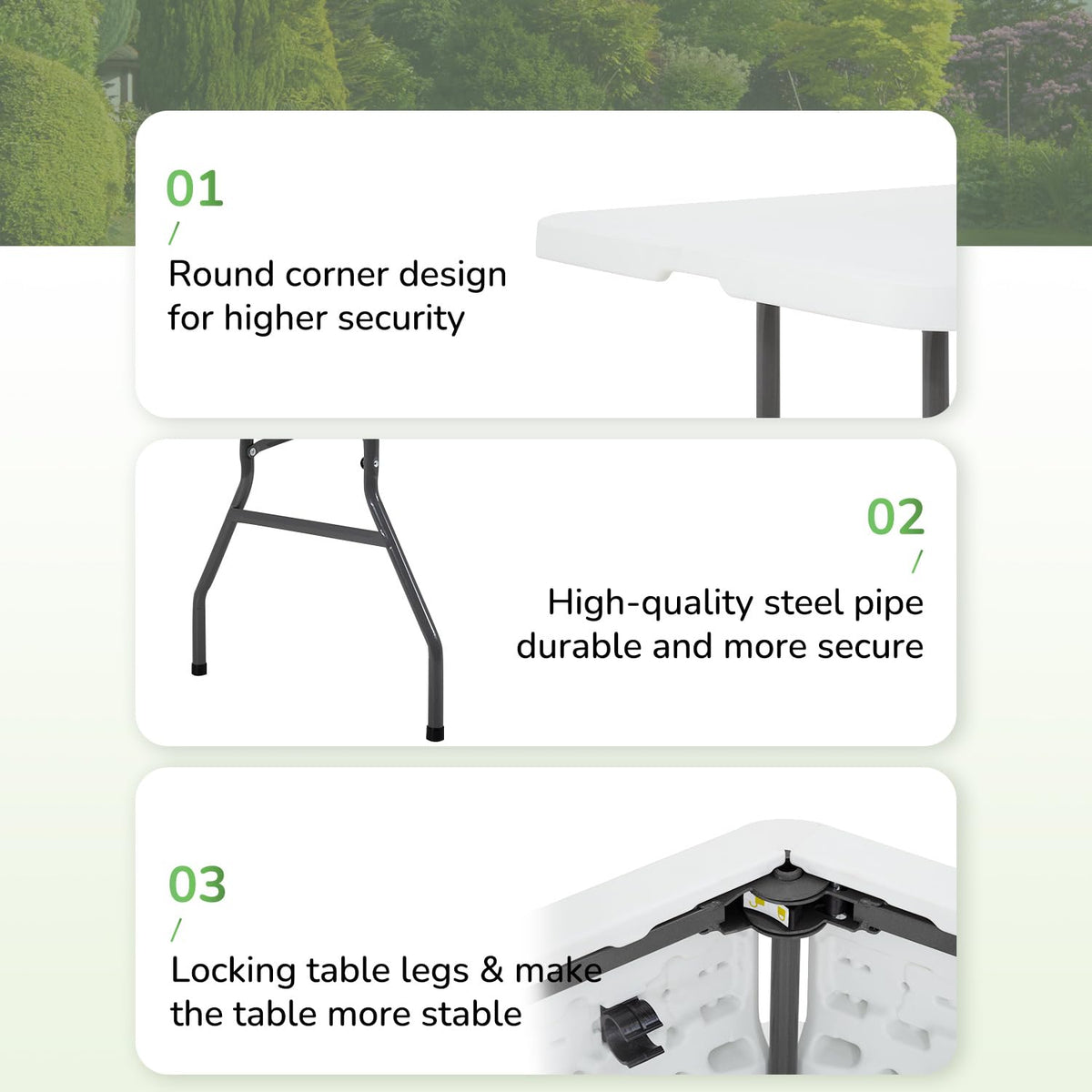 6FT White Portable Plastic Folding Table X483