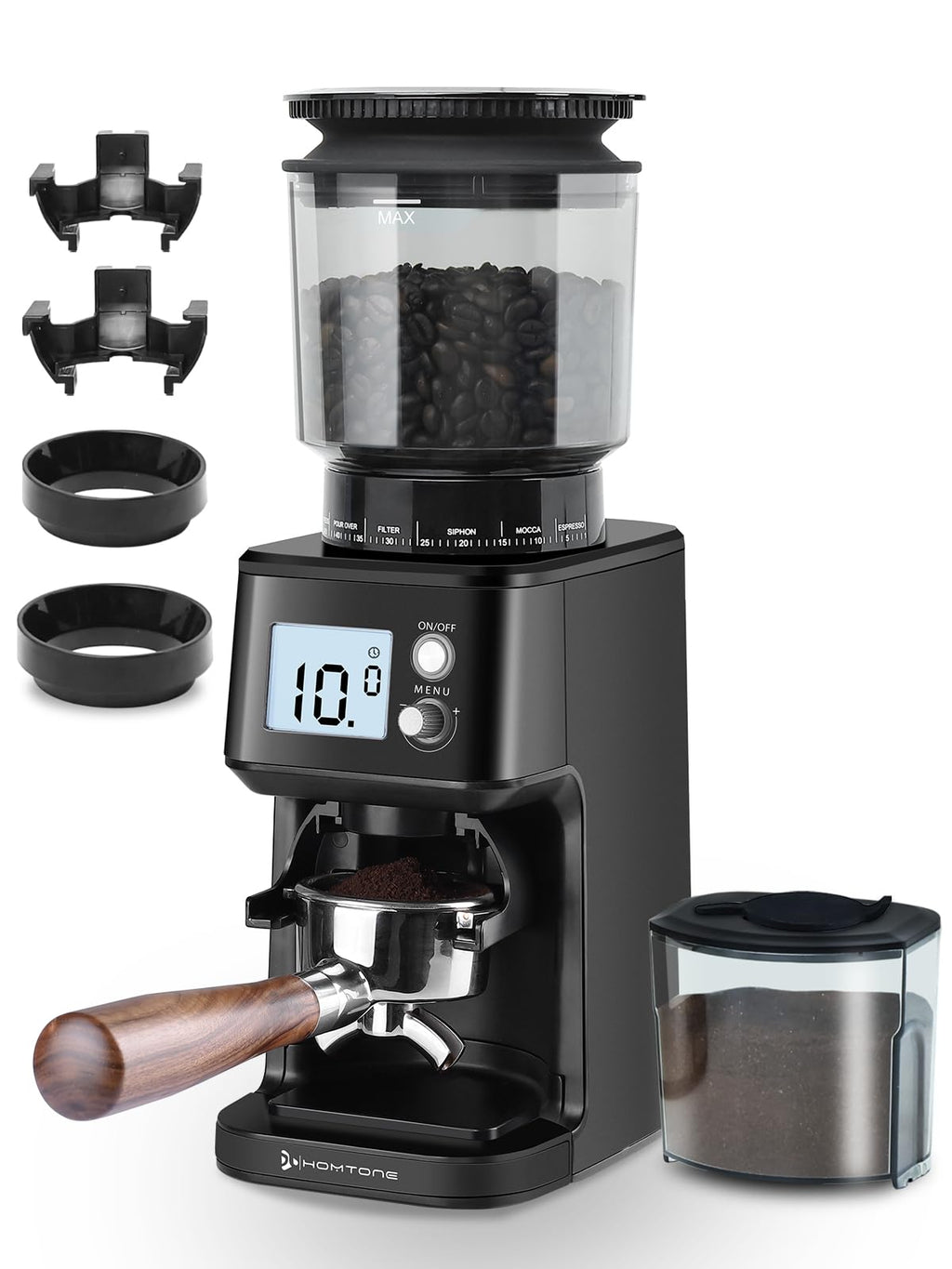 Conical Burr Espresso Coffee Grinder, 51 Settings, Stainless Steel M44856