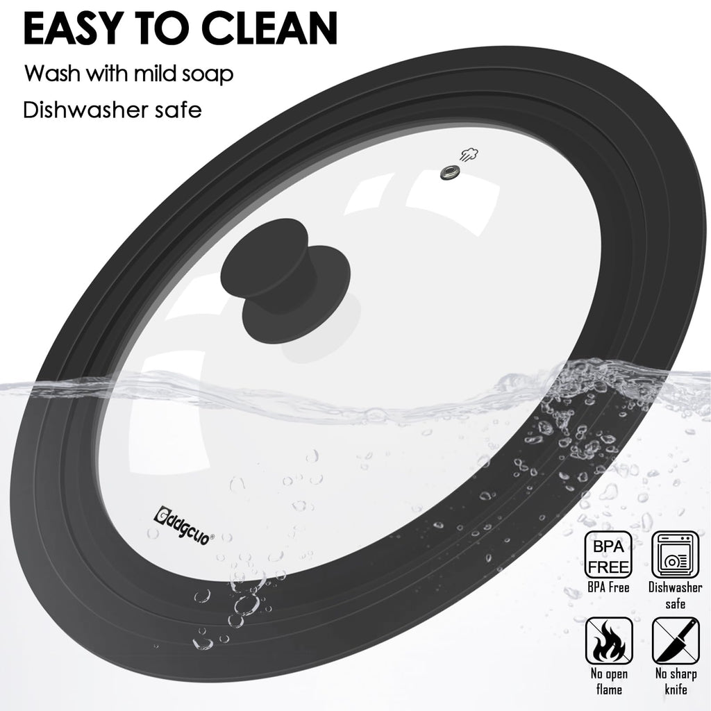 2 Pcs Universal Silicone Tempered Glass Pan Lids Dishwasher Safe F6890