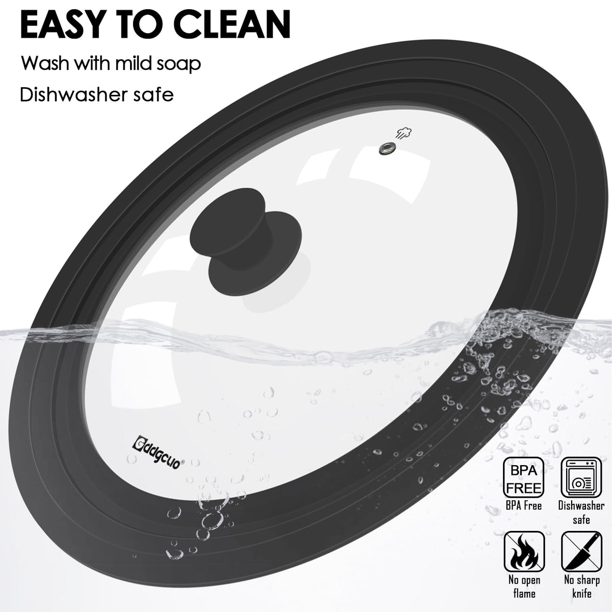 2 Pcs Universal Silicone Tempered Glass Pan Lids Dishwasher Safe F6890