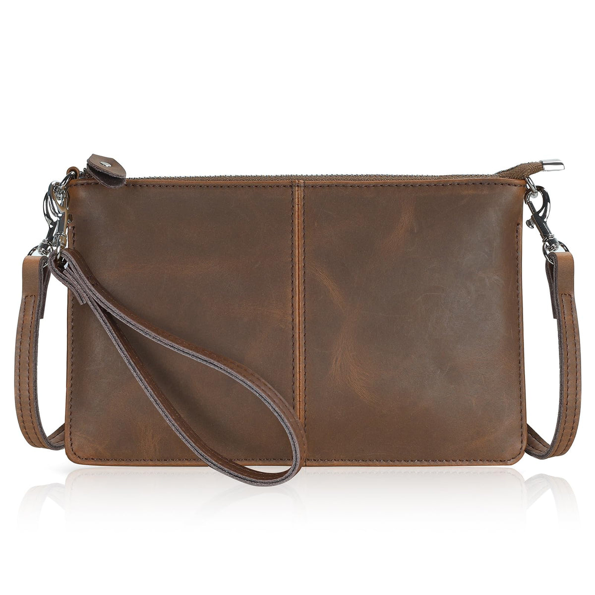 Genuine Leather Small Crossbody Bags Wristlet Wallet Purses F4195