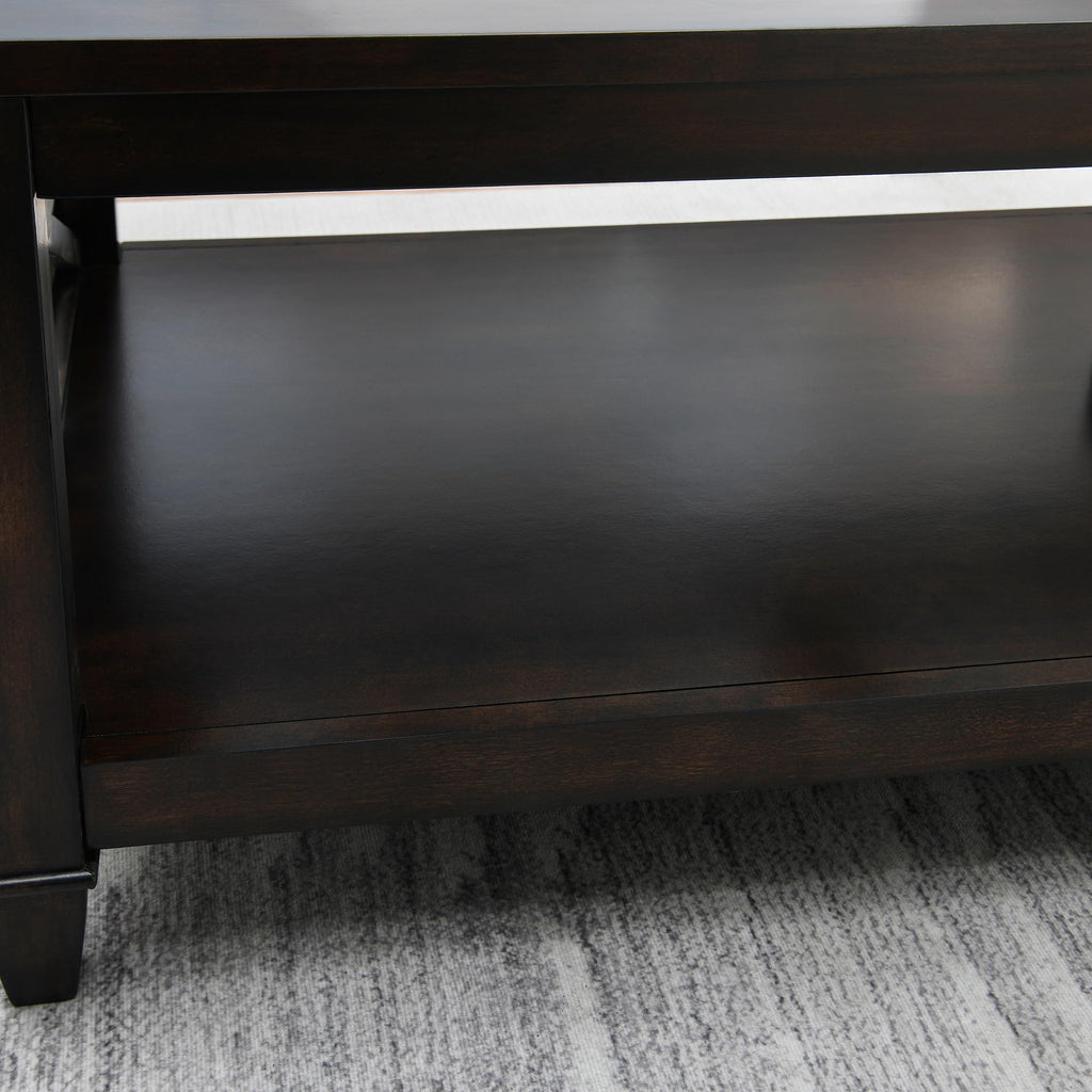 45.5"W Solid Wood Glass Coffee Table C8311