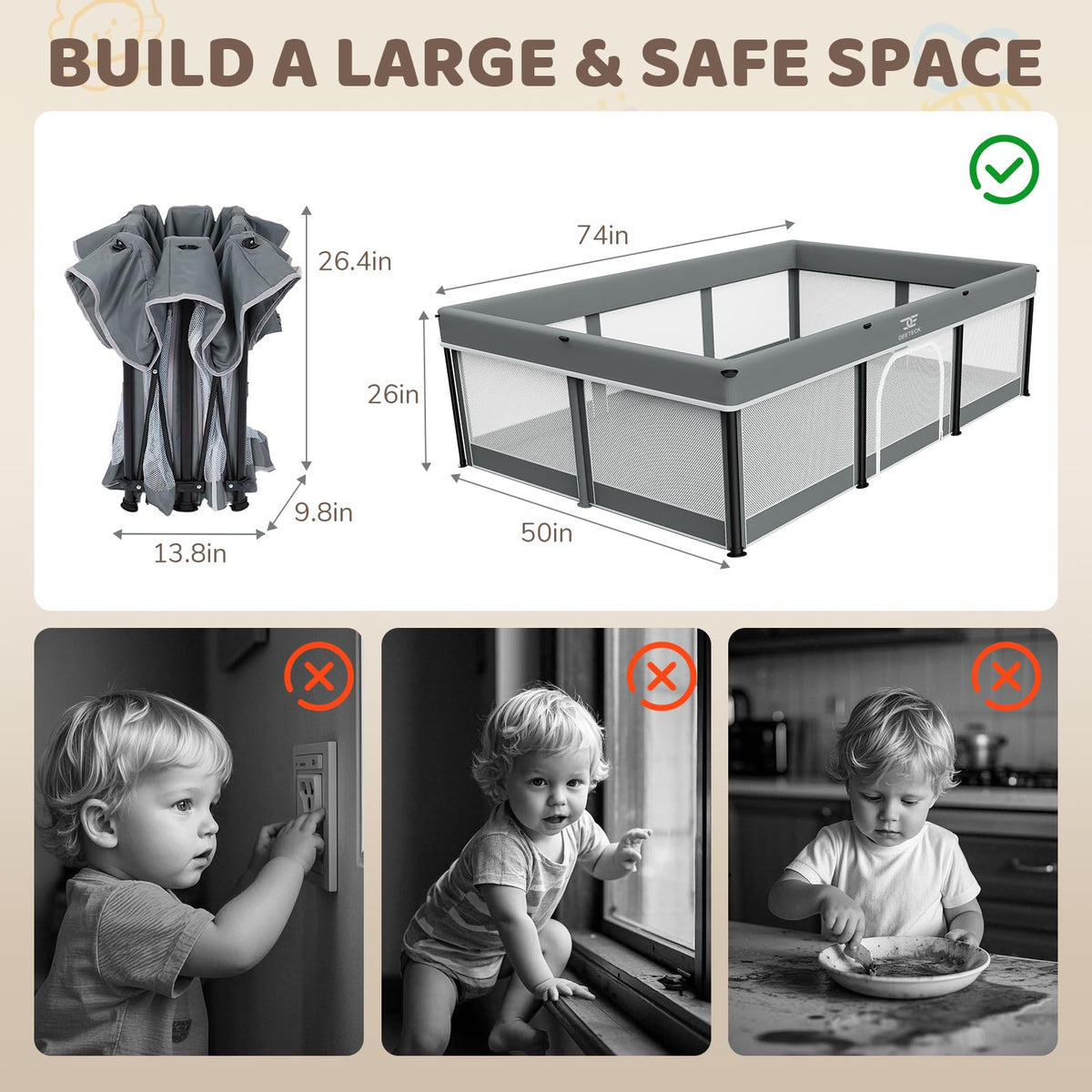 Foldable Baby Playpen with Mat P649920